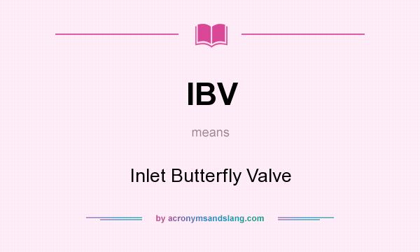 What does IBV mean? It stands for Inlet Butterfly Valve