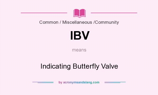 What does IBV mean? It stands for Indicating Butterfly Valve