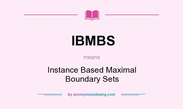 What does IBMBS mean? It stands for Instance Based Maximal Boundary Sets