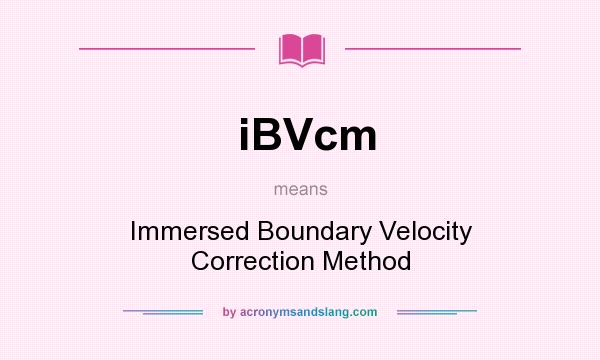 What does iBVcm mean? It stands for Immersed Boundary Velocity Correction Method