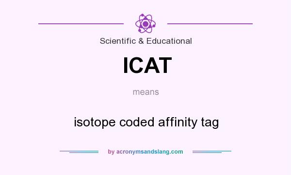 What does ICAT mean? It stands for isotope coded affinity tag