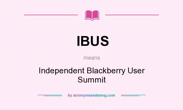 What does IBUS mean? It stands for Independent Blackberry User Summit