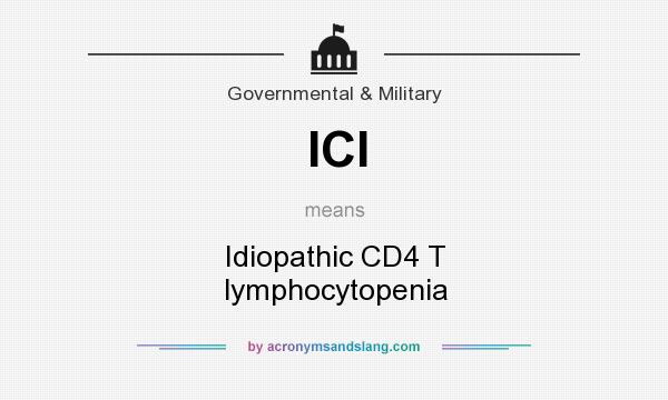 What does ICl mean? It stands for Idiopathic CD4 T lymphocytopenia