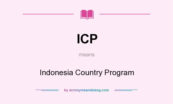 What does ICP mean? It stands for Indonesia Country Program