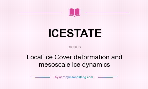 What does ICESTATE mean? It stands for Local Ice Cover deformation and mesoscale ice dynamics
