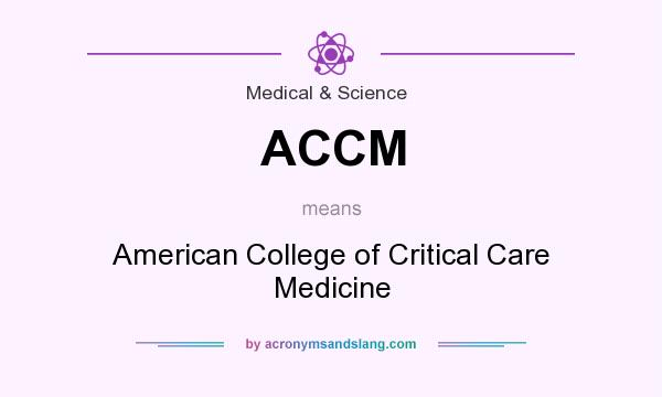 What does ACCM mean? It stands for American College of Critical Care Medicine