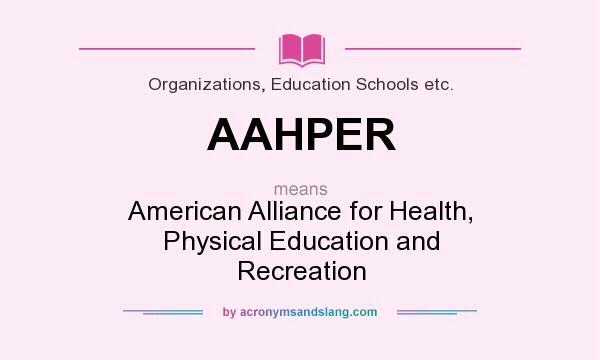 What does AAHPER mean? It stands for American Alliance for Health, Physical Education and Recreation