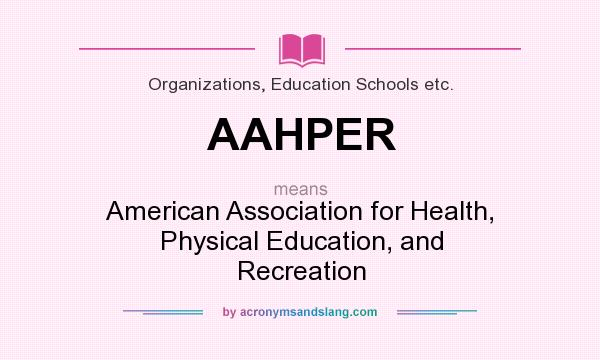 What does AAHPER mean? It stands for American Association for Health, Physical Education, and Recreation