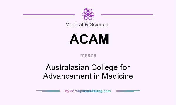 What does ACAM mean? It stands for Australasian College for Advancement in Medicine