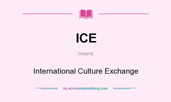 What does ICE mean? It stands for International Culture Exchange