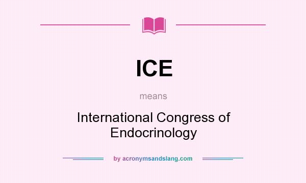 What does ICE mean? It stands for International Congress of Endocrinology