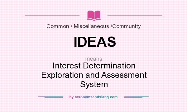 What does IDEAS mean? It stands for Interest Determination Exploration and Assessment System