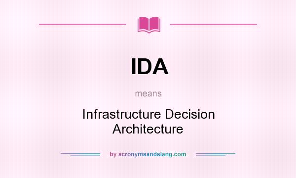 What does IDA mean? It stands for Infrastructure Decision Architecture