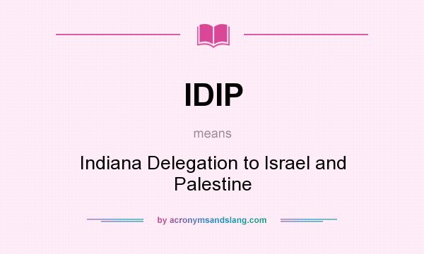 What does IDIP mean? It stands for Indiana Delegation to Israel and Palestine