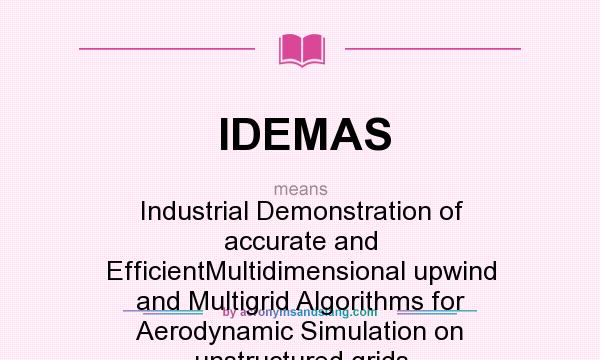 What does IDEMAS mean? It stands for Industrial Demonstration of accurate and EfficientMultidimensional upwind and Multigrid Algorithms for Aerodynamic Simulation on unstructured grids