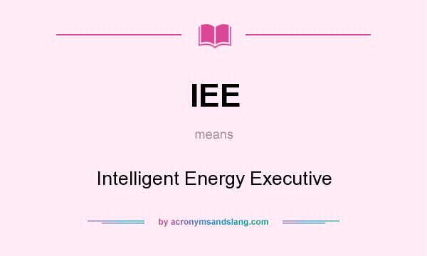 What does IEE mean? It stands for Intelligent Energy Executive