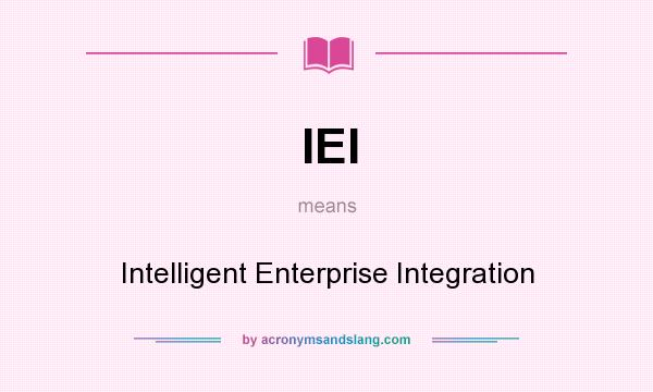 What does IEI mean? It stands for Intelligent Enterprise Integration
