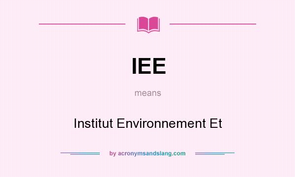 What does IEE mean? It stands for Institut Environnement Et