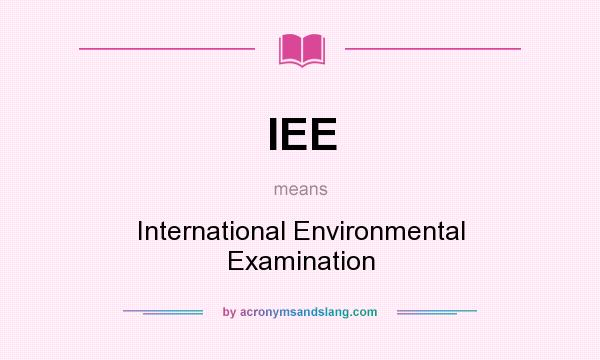 What does IEE mean? It stands for International Environmental Examination