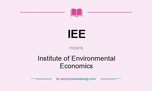 What does IEE mean? It stands for Institute of Environmental Economics