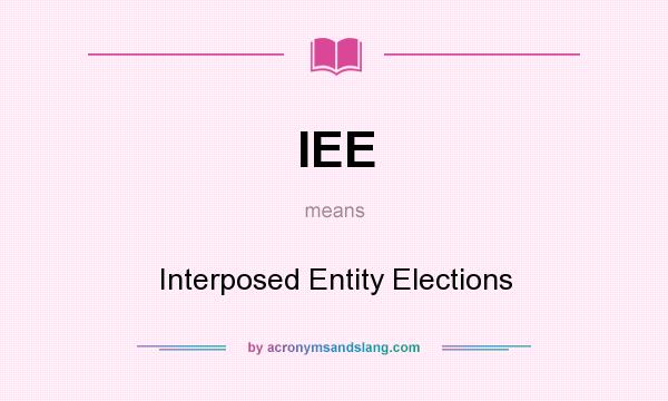 What does IEE mean? It stands for Interposed Entity Elections