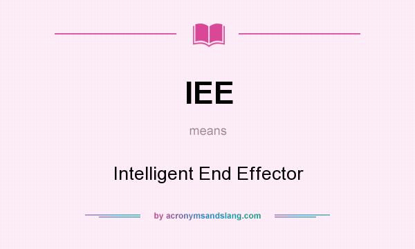 What does IEE mean? It stands for Intelligent End Effector