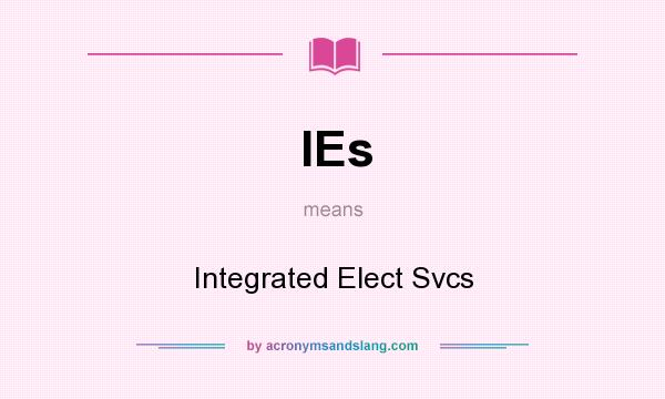 What does IEs mean? It stands for Integrated Elect Svcs