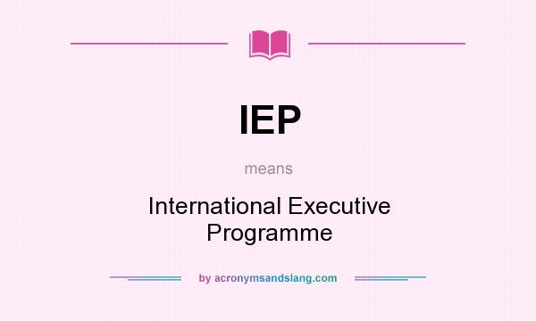 What does IEP mean? It stands for International Executive Programme