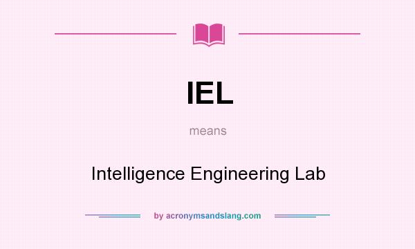 What does IEL mean? It stands for Intelligence Engineering Lab