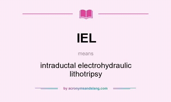 What does IEL mean? It stands for intraductal electrohydraulic lithotripsy