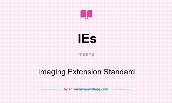 What does IEs mean? It stands for Imaging Extension Standard