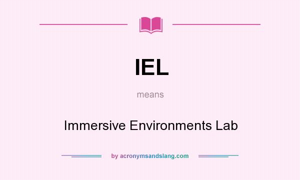 What does IEL mean? It stands for Immersive Environments Lab