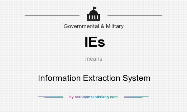 What does IEs mean? It stands for Information Extraction System