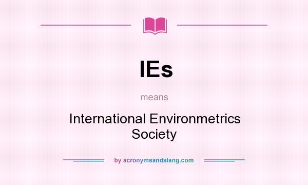 What does IEs mean? It stands for International Environmetrics Society