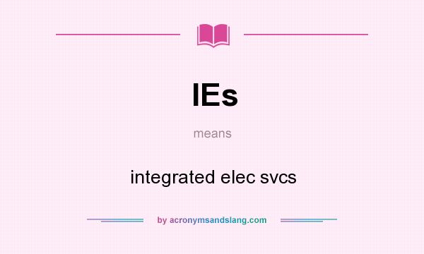 What does IEs mean? It stands for integrated elec svcs