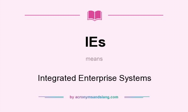 What does IEs mean? It stands for Integrated Enterprise Systems