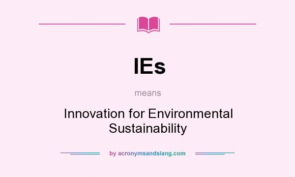 What does IEs mean? It stands for Innovation for Environmental Sustainability