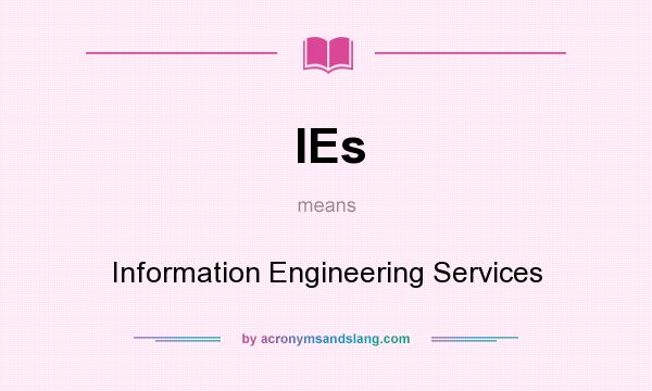 What does IEs mean? It stands for Information Engineering Services