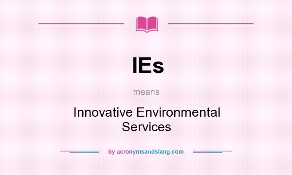 What does IEs mean? It stands for Innovative Environmental Services