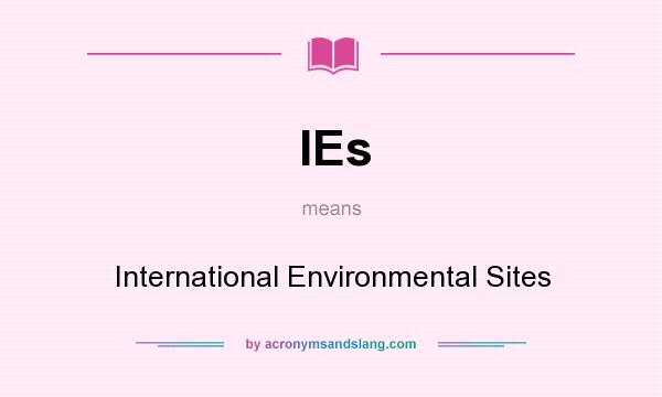 What does IEs mean? It stands for International Environmental Sites