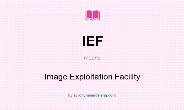 What does IEF mean? It stands for Image Exploitation Facility