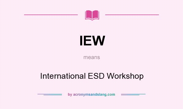What does IEW mean? It stands for International ESD Workshop