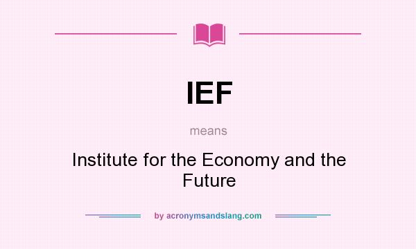 What does IEF mean? It stands for Institute for the Economy and the Future