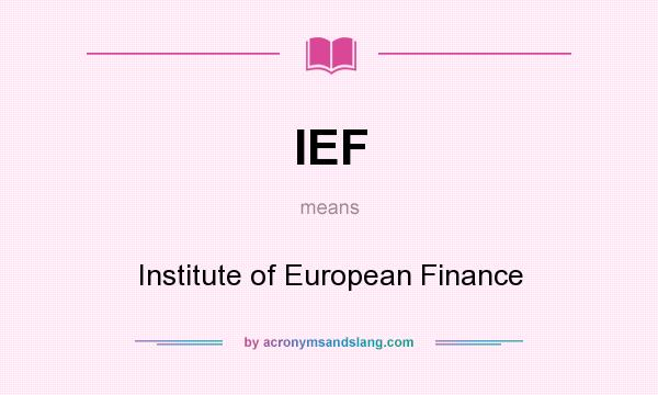 What does IEF mean? It stands for Institute of European Finance
