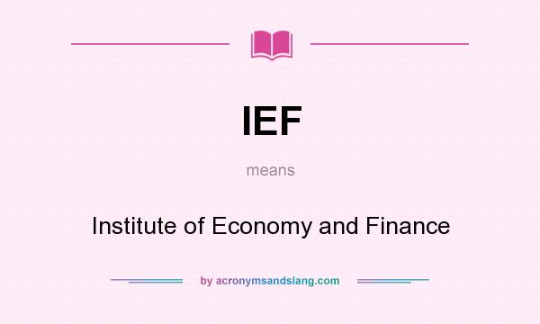What does IEF mean? It stands for Institute of Economy and Finance