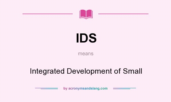 What does IDS mean? It stands for Integrated Development of Small