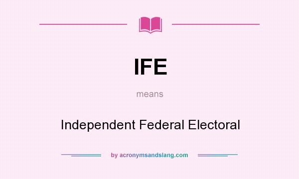 What does IFE mean? It stands for Independent Federal Electoral