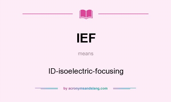 What does IEF mean? It stands for ID-isoelectric-focusing
