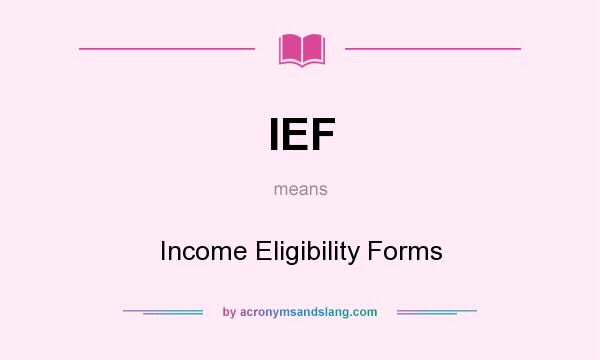 What does IEF mean? It stands for Income Eligibility Forms