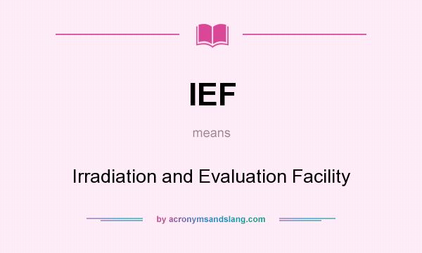 What does IEF mean? It stands for Irradiation and Evaluation Facility